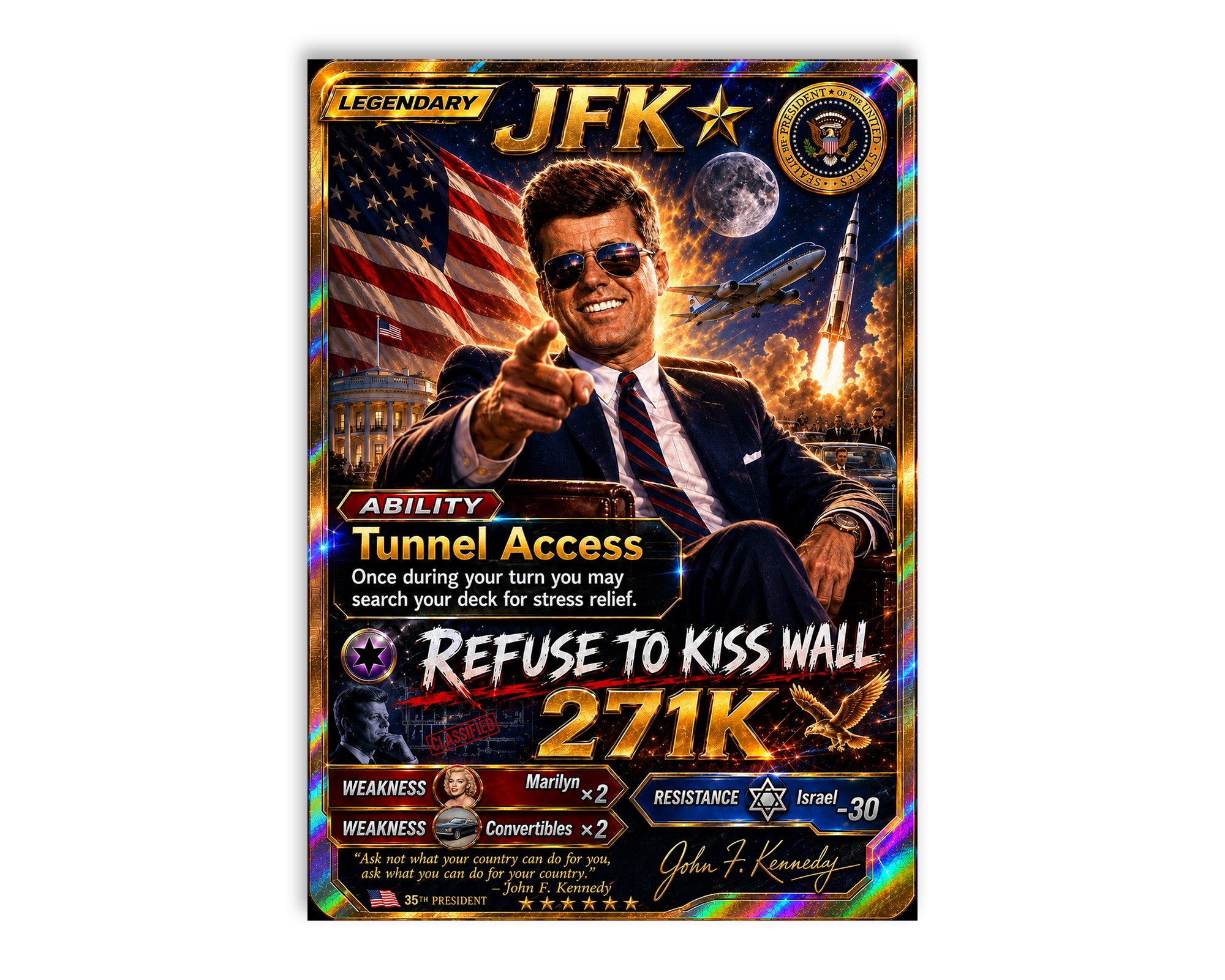 Based JFK Trading Card Vinyl Sticker