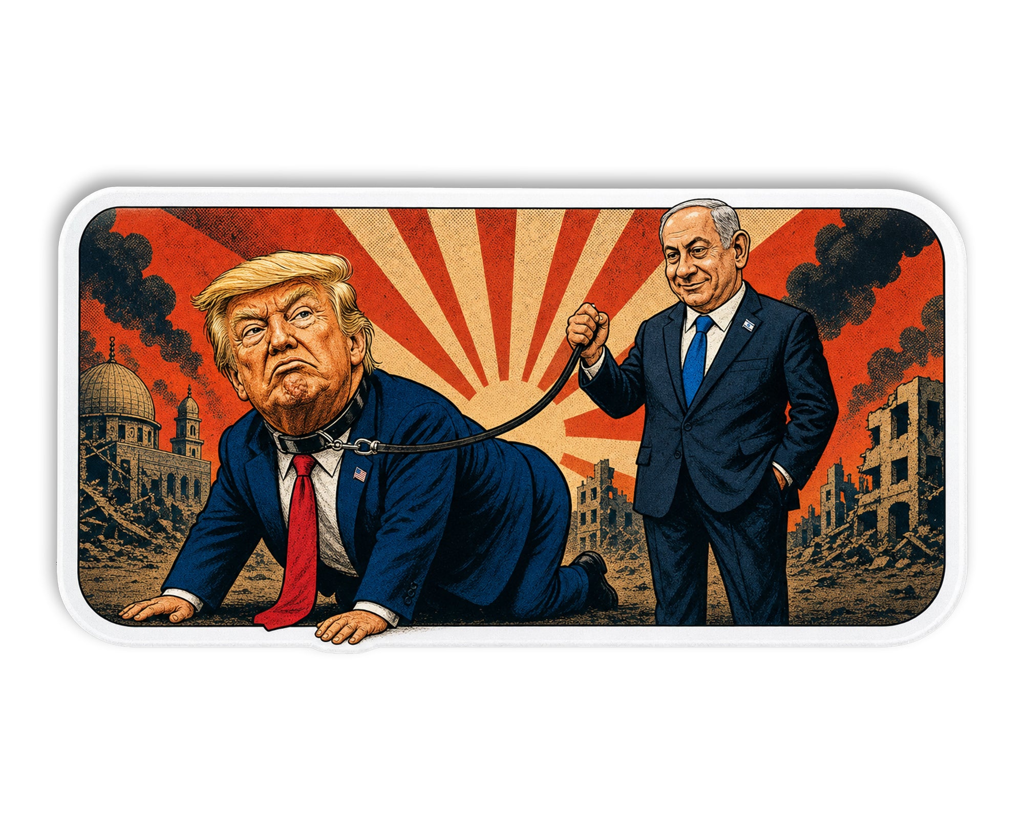 Trump on Big Yahu's Leash Vinyl Sticker